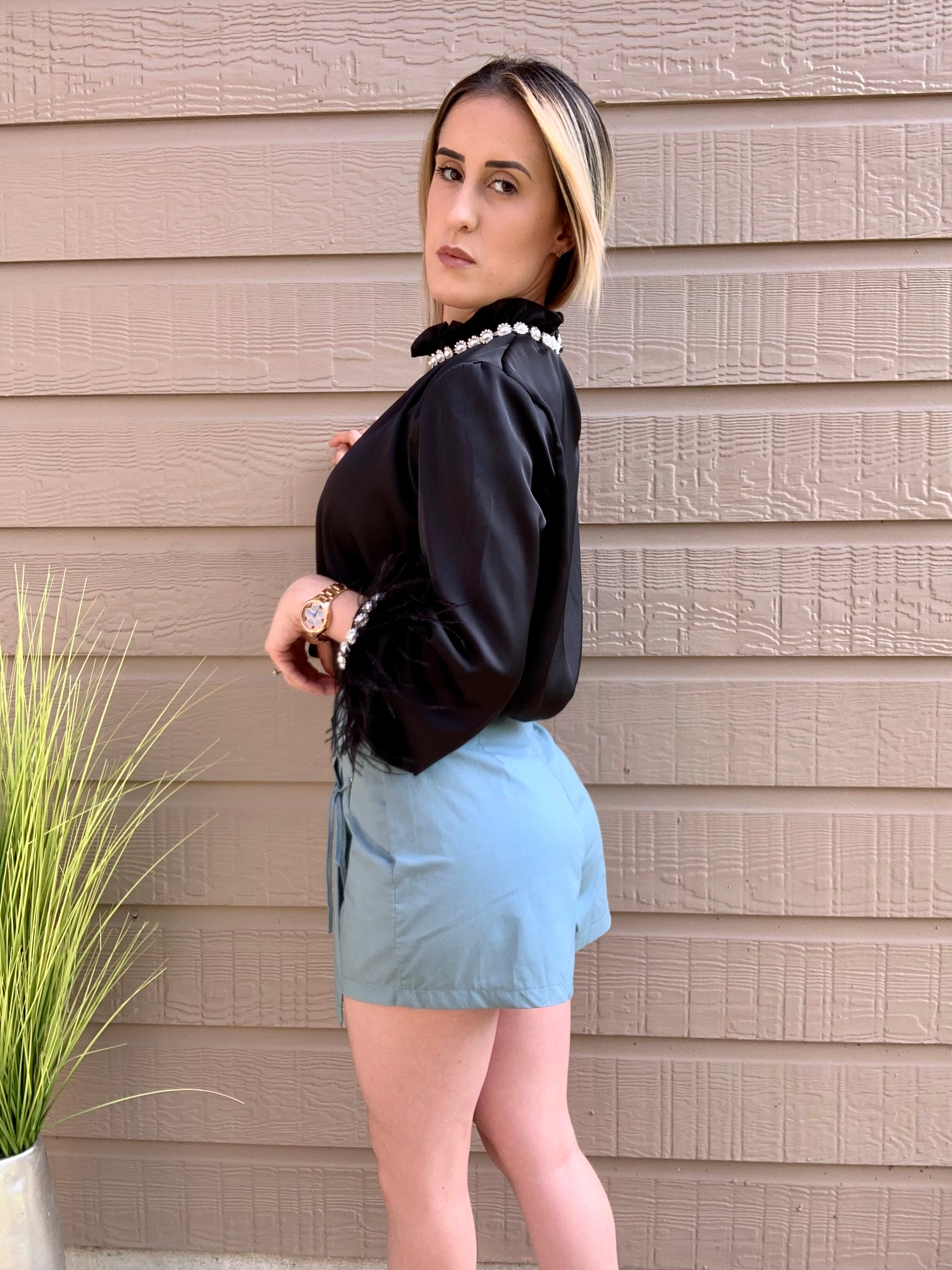 Eyelet Lace Up Wrap Front Skorts