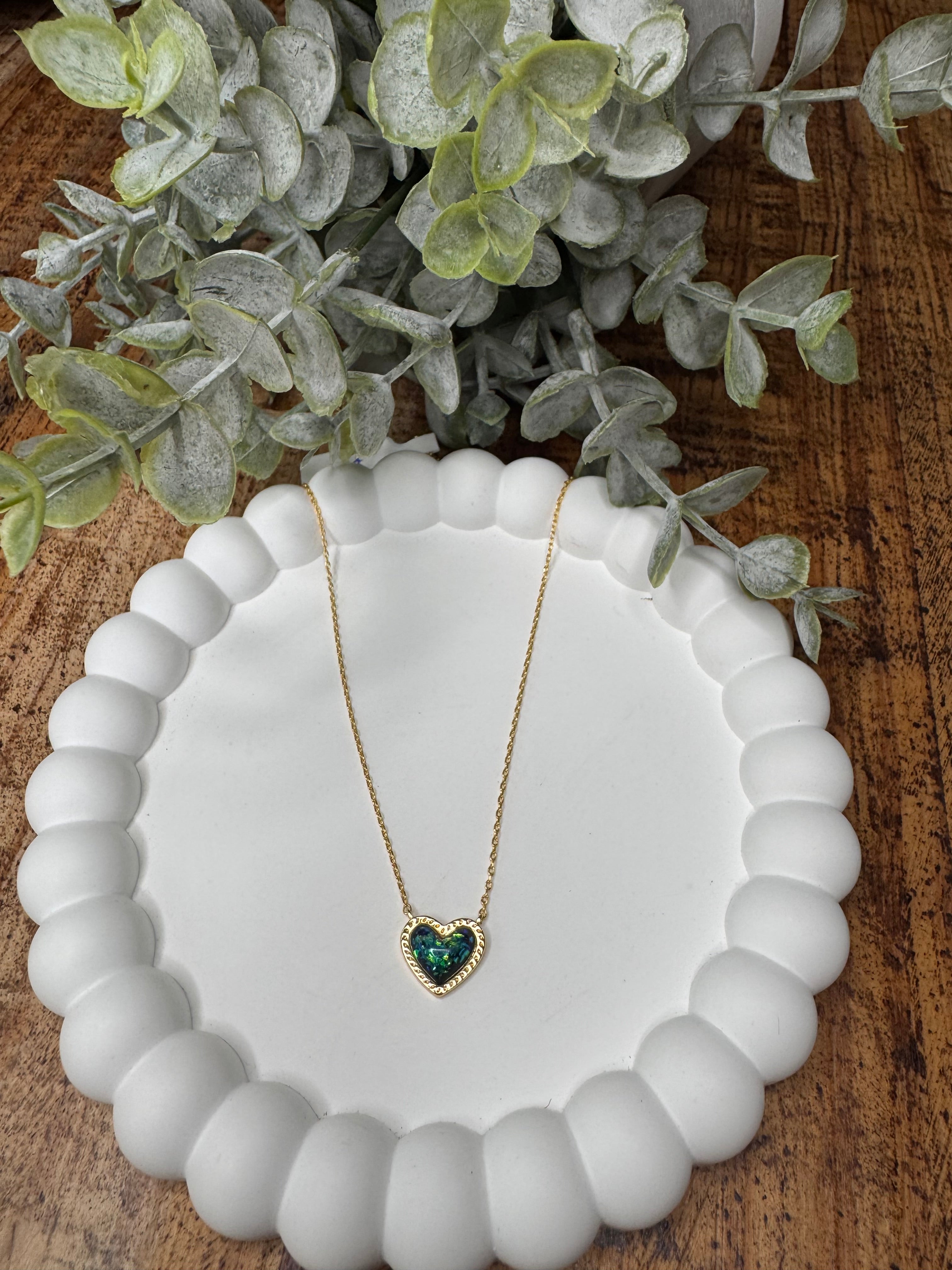 Gold Dipped Heart Stone Pendant Necklace
