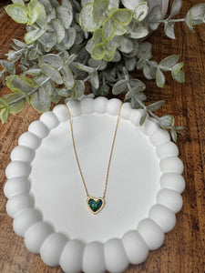 Gold Dipped Heart Stone Pendant Necklace