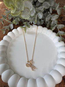 Gold Dipped Pearl Metal Scissors Necklace