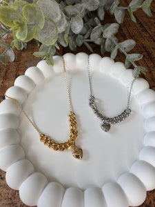 Gold Dipped Metal Chain Heart Pendant Necklace