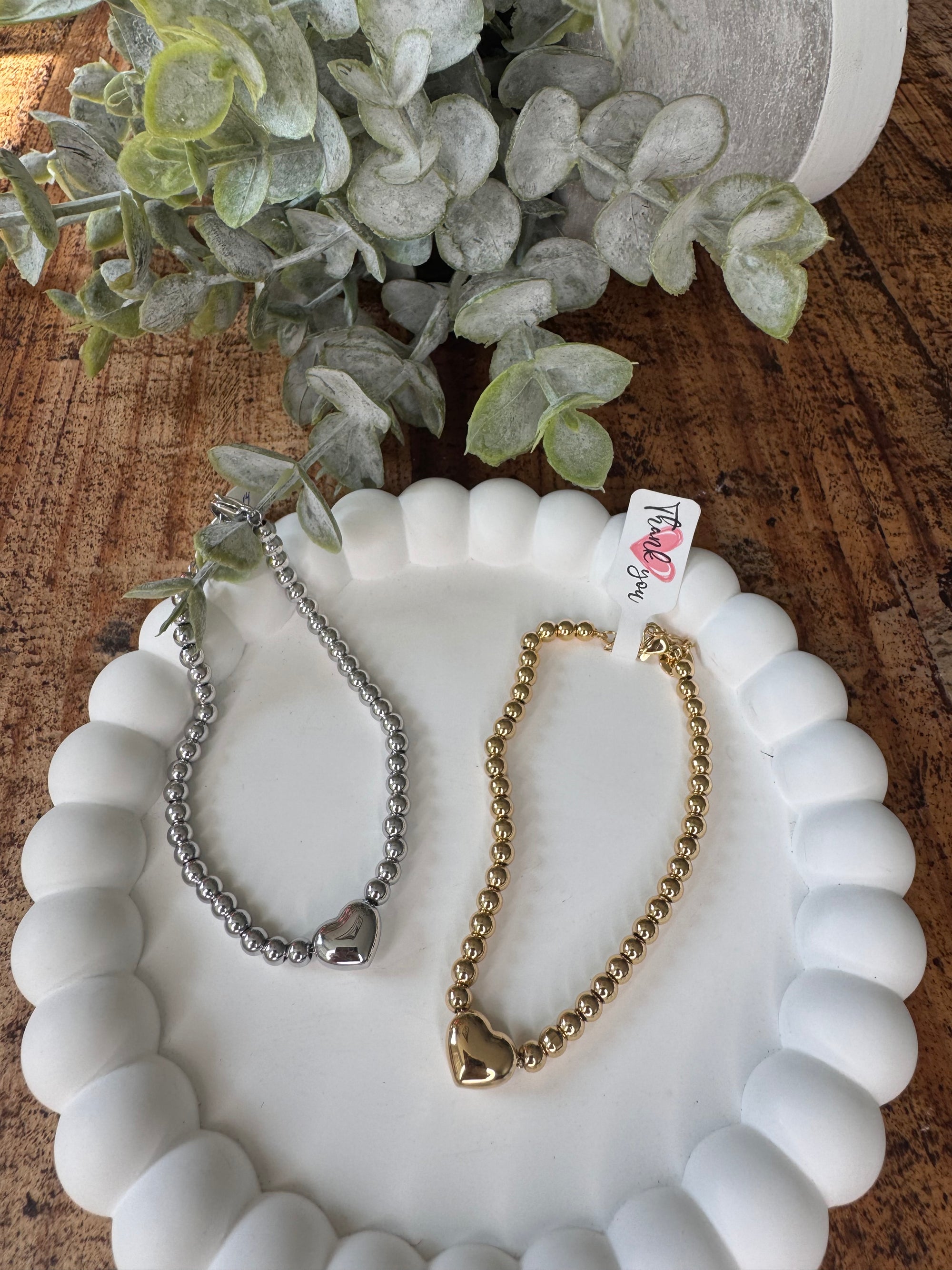 Stainless Steel Heart Ball Bracelet