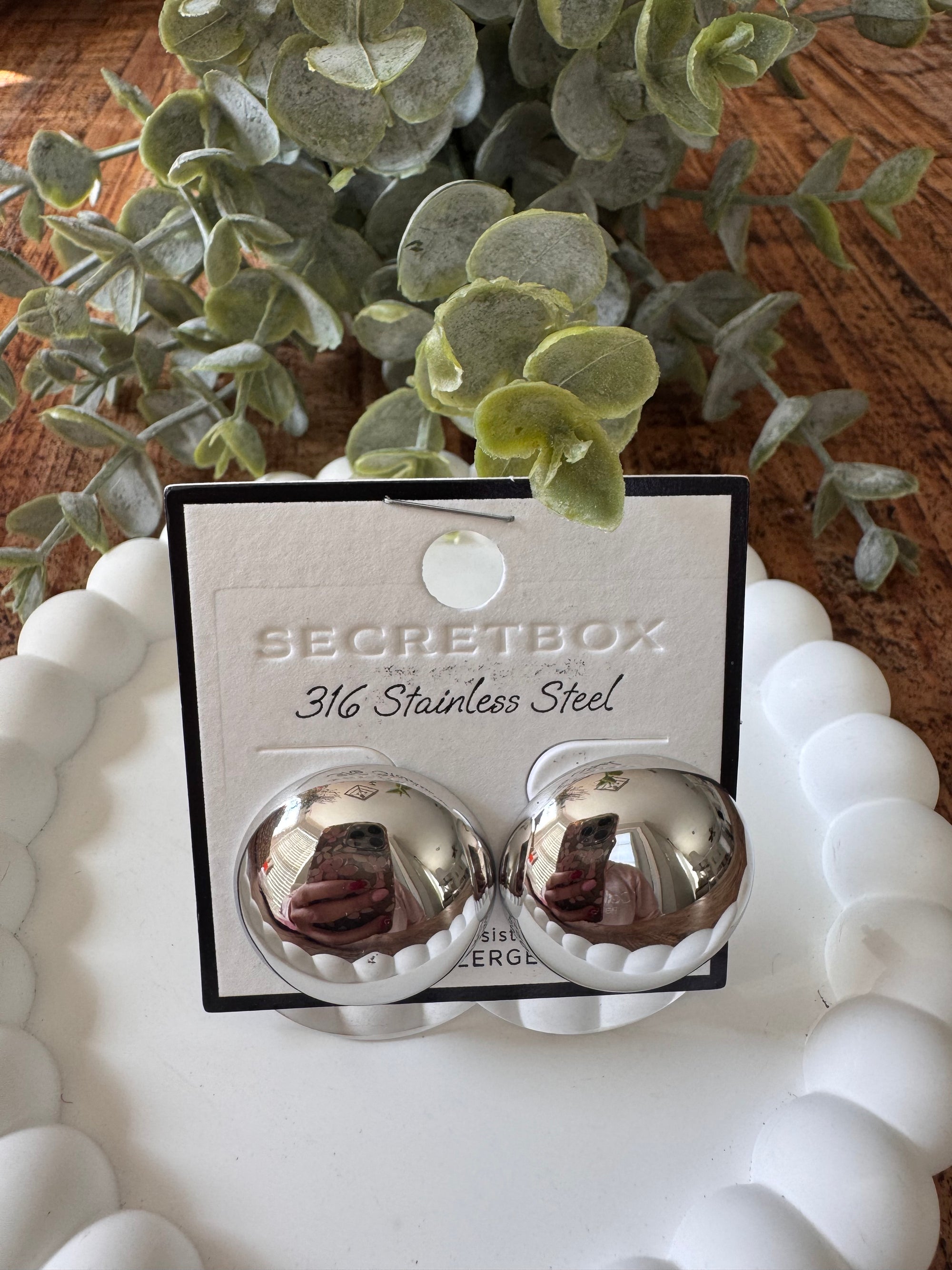 Stainless Steel Round Dome Earrings