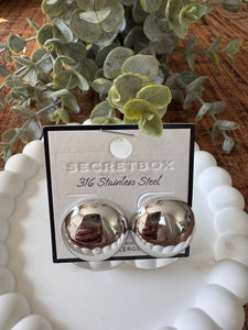 Stainless Steel Round Dome Earrings