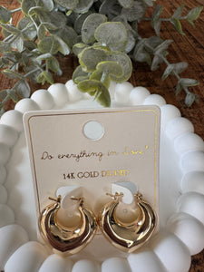 14k Gold Dipped Puffed Pin Catch Earrings