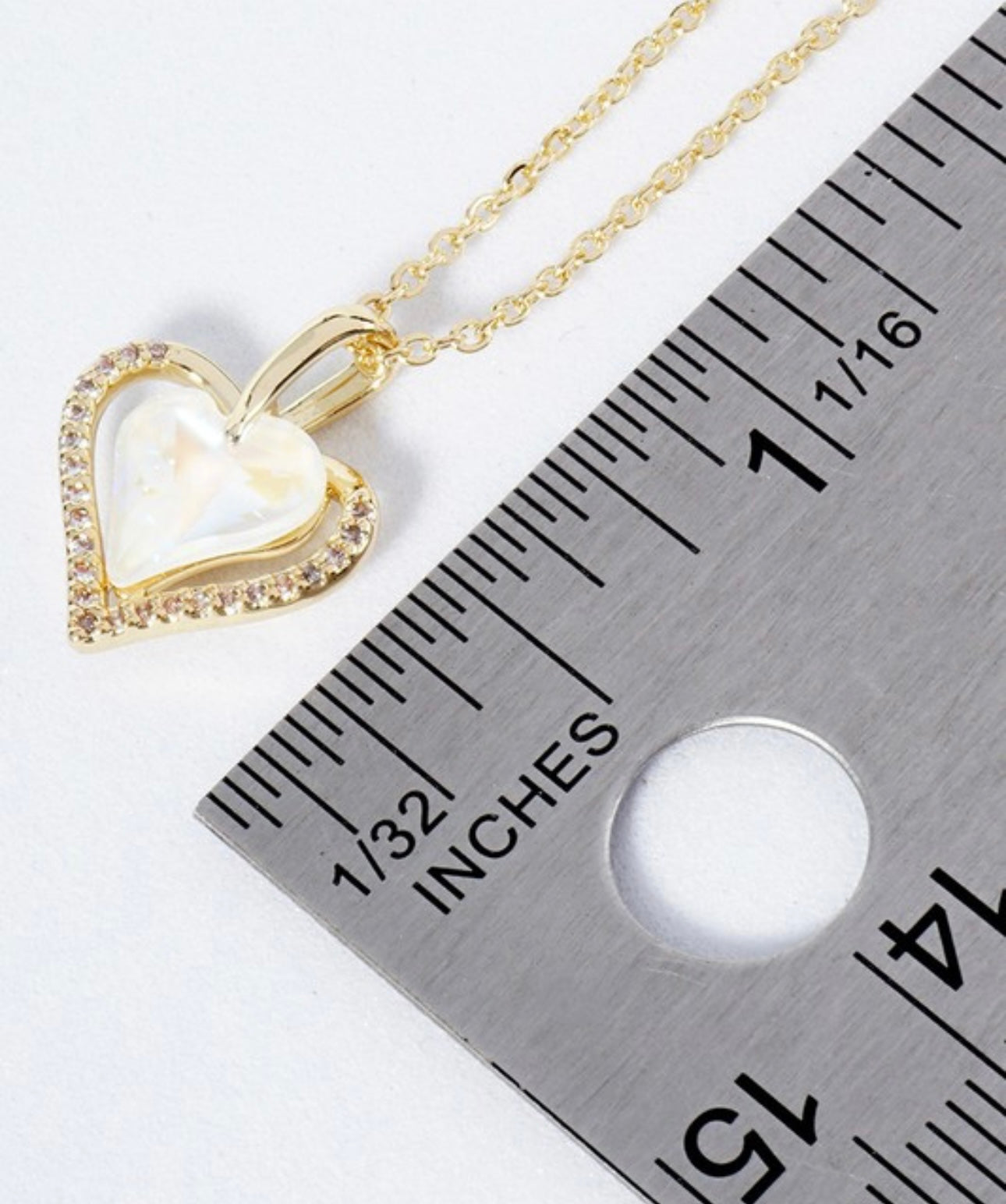 Gold Dipped Shiny Stone Paved Heart Stone Necklace