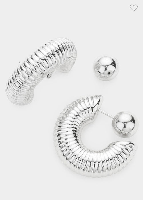 14 K Gold Textured Metal Hoop Earrings
