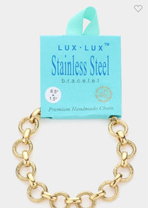 18 K Gold Dipped Stainless Steal Link Bracelet