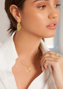 Gold dipped Moon North Star Pendant Necklace