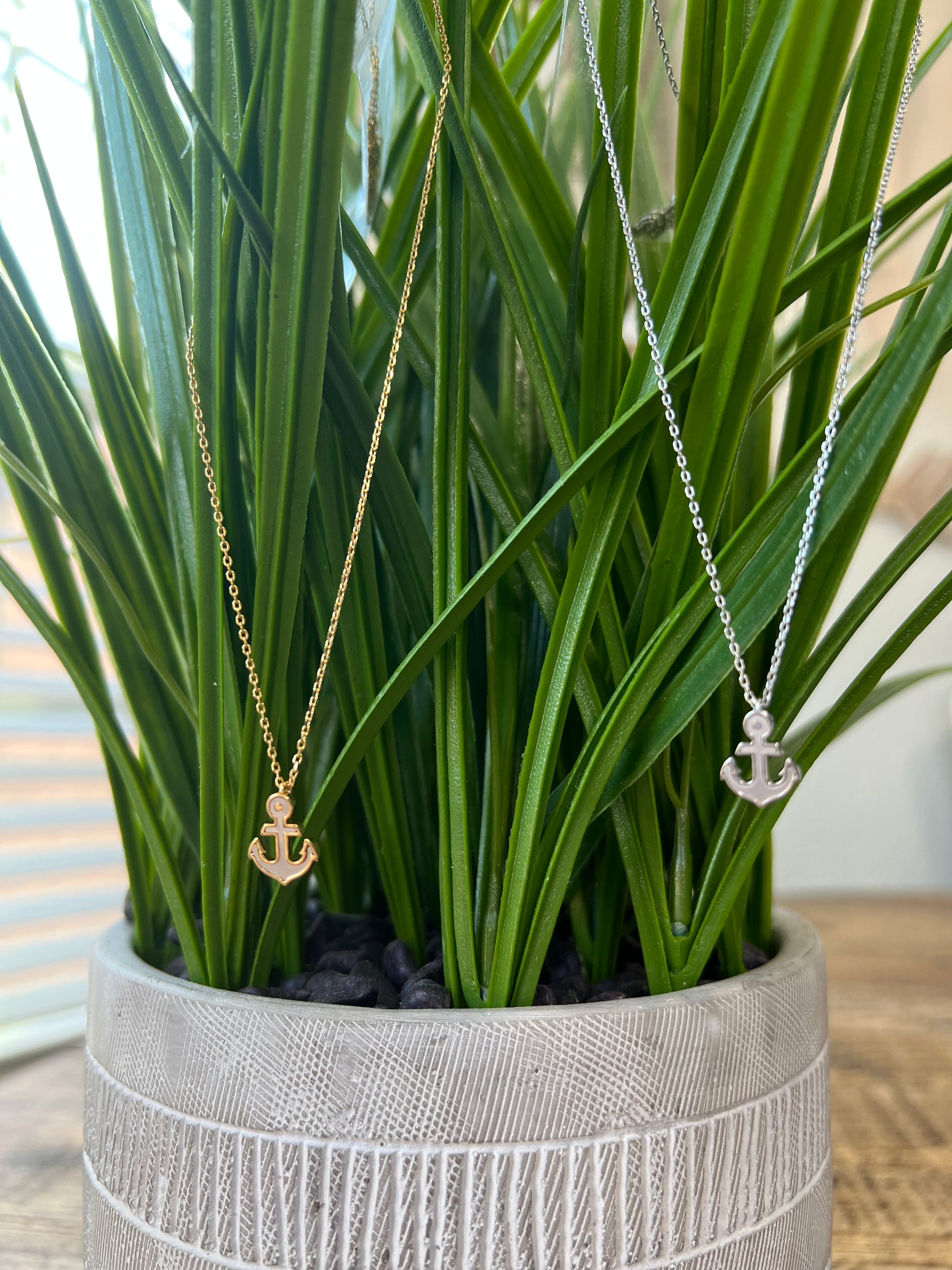 Gold Dipped Mother of Pearl Anchor Necklace