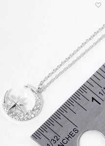 Gold dipped Moon North Star Pendant Necklace