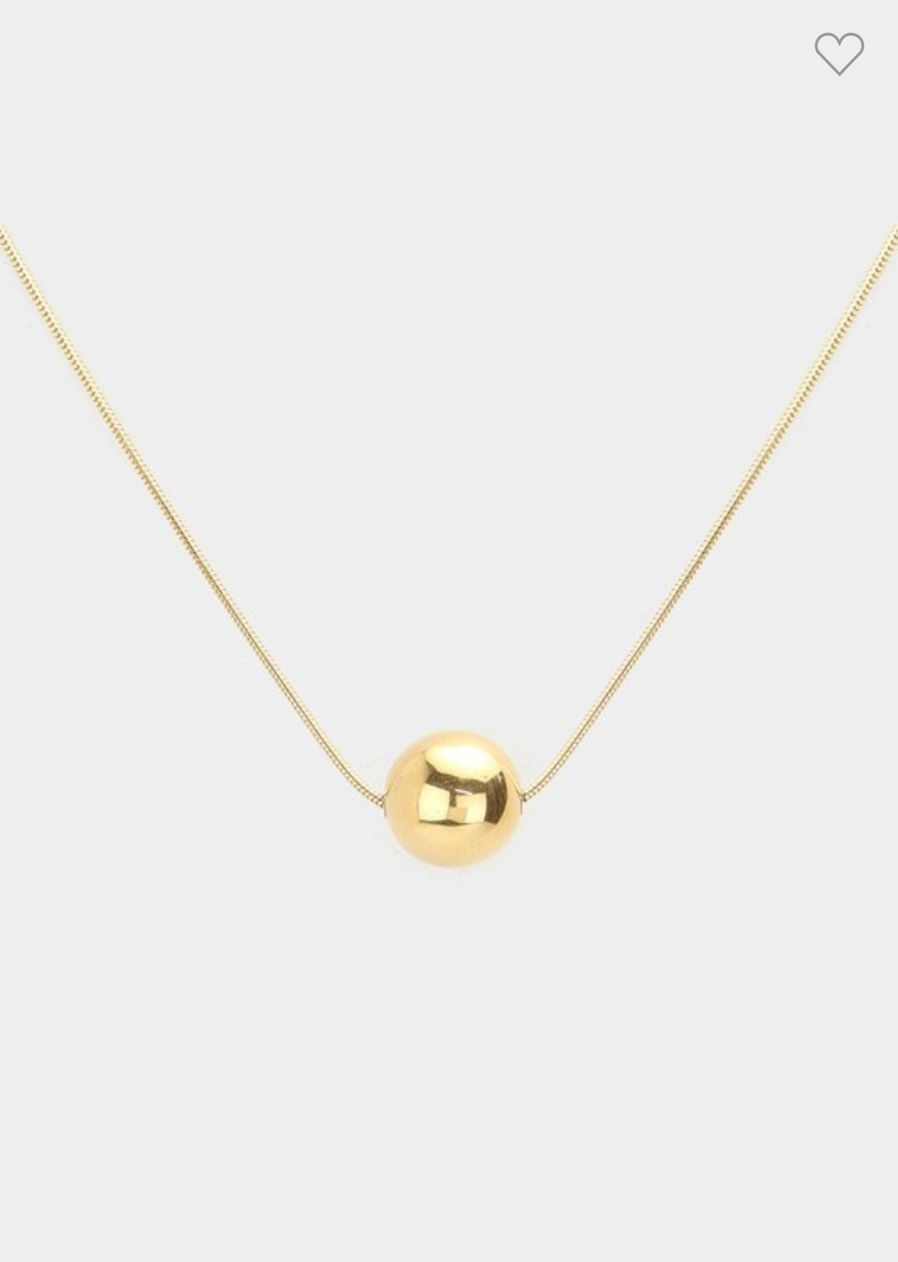 18 K Gold Stainless Steel Ball Pendant Necklace