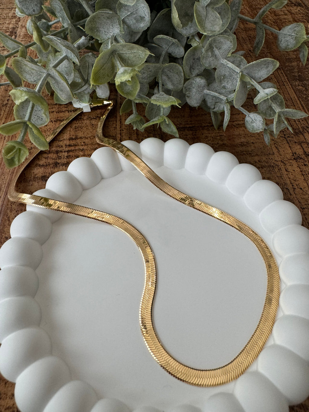 Gold Plated Herringbone Chain Necklace