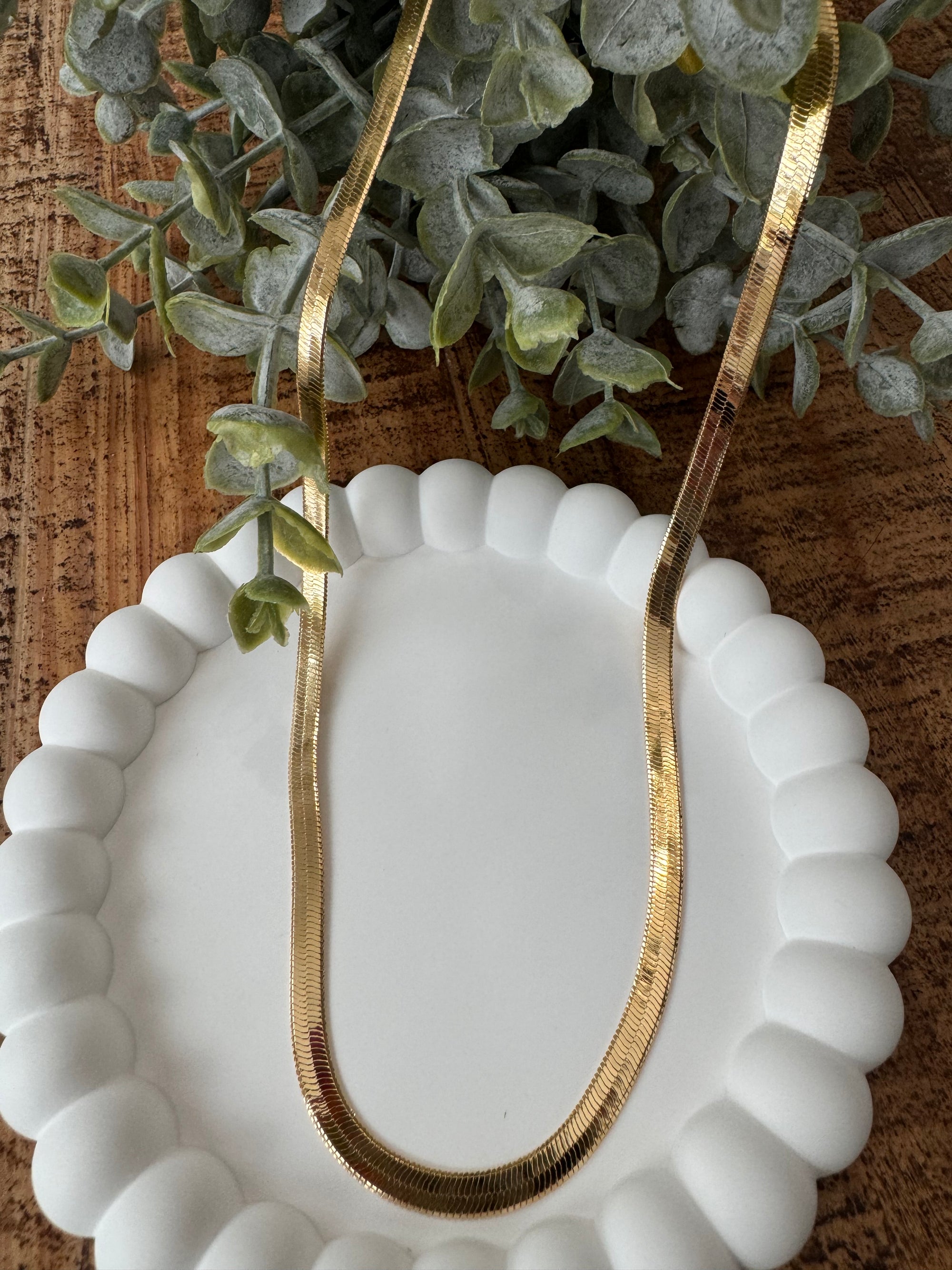 Gold Plated Herringbone Chain Necklace