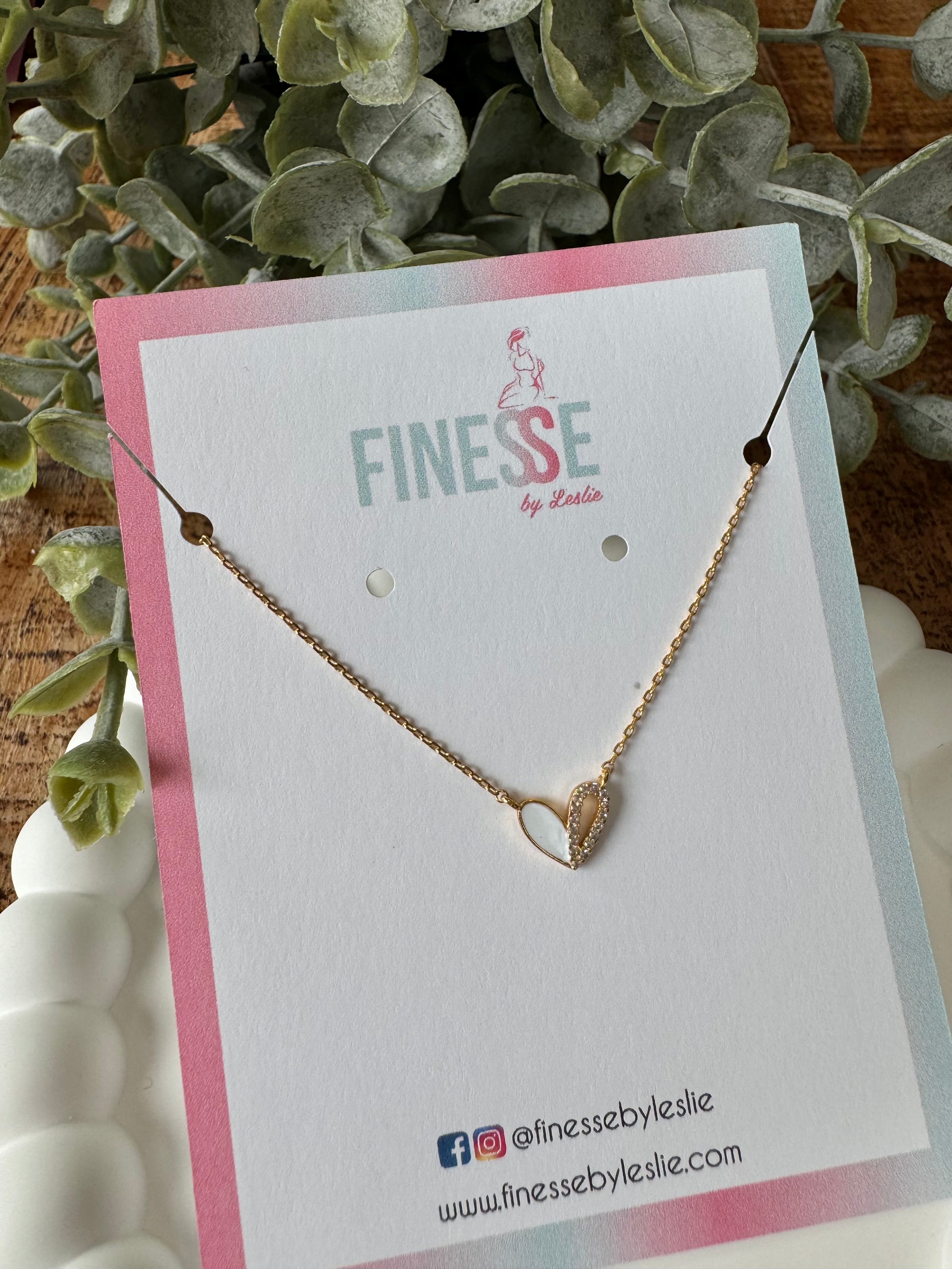 18 K Gold Half Enamel Half Stone Paved Necklace