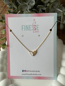 18 K Gold Half Enamel Half Stone Paved Necklace