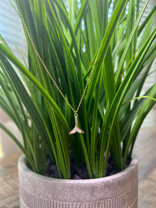 Gold Dipped Mother of Pearl Whale Tail Necklace