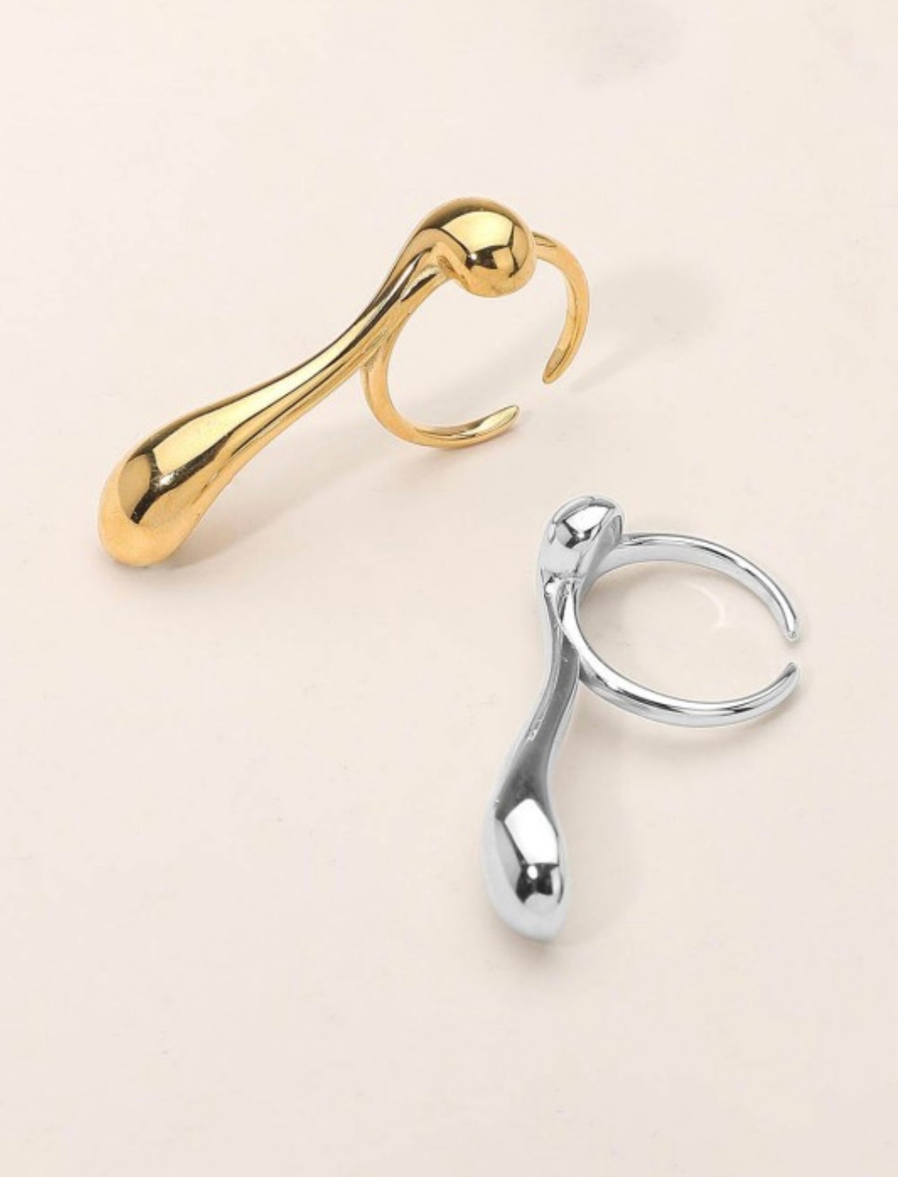 Stainless Steel Sculptural Drop Ring