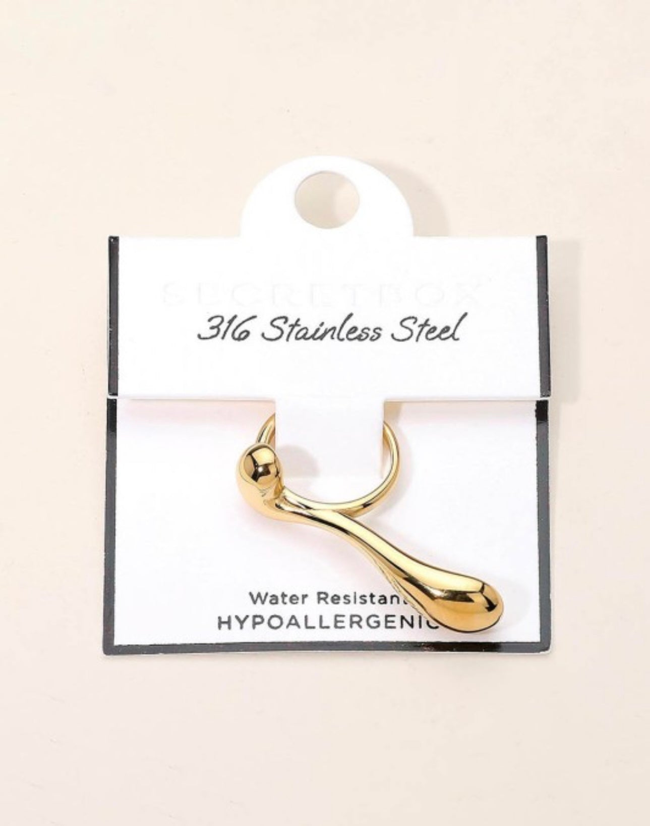 Stainless Steel Sculptural Drop Ring