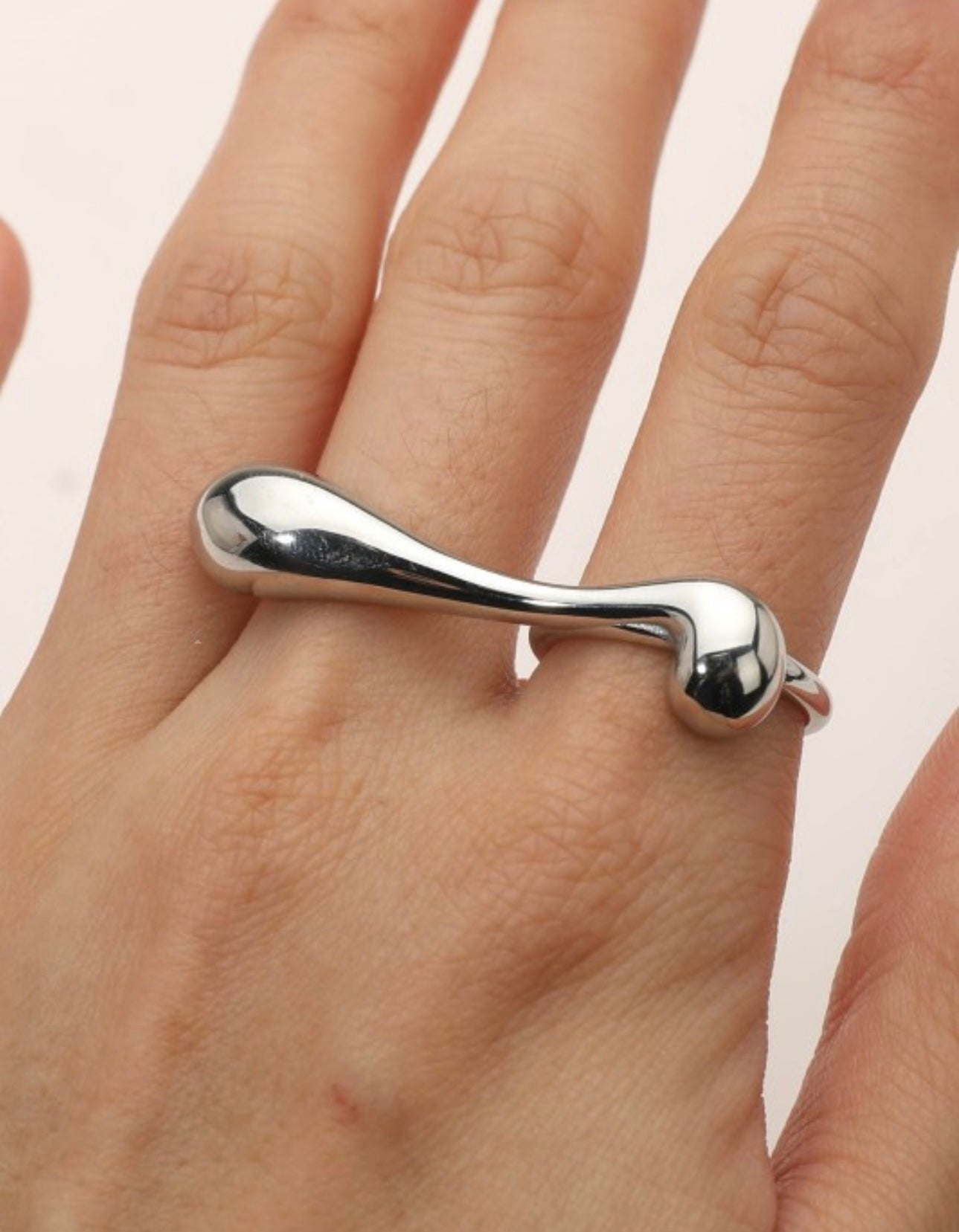 Stainless Steel Sculptural Drop Ring