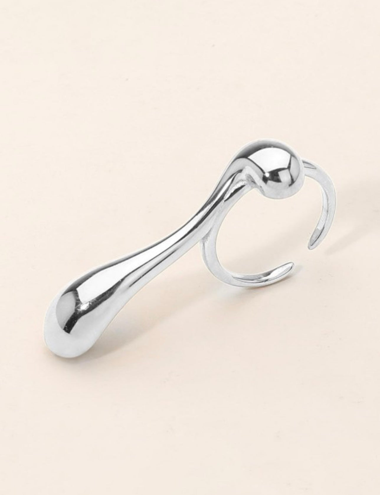 Stainless Steel Sculptural Drop Ring