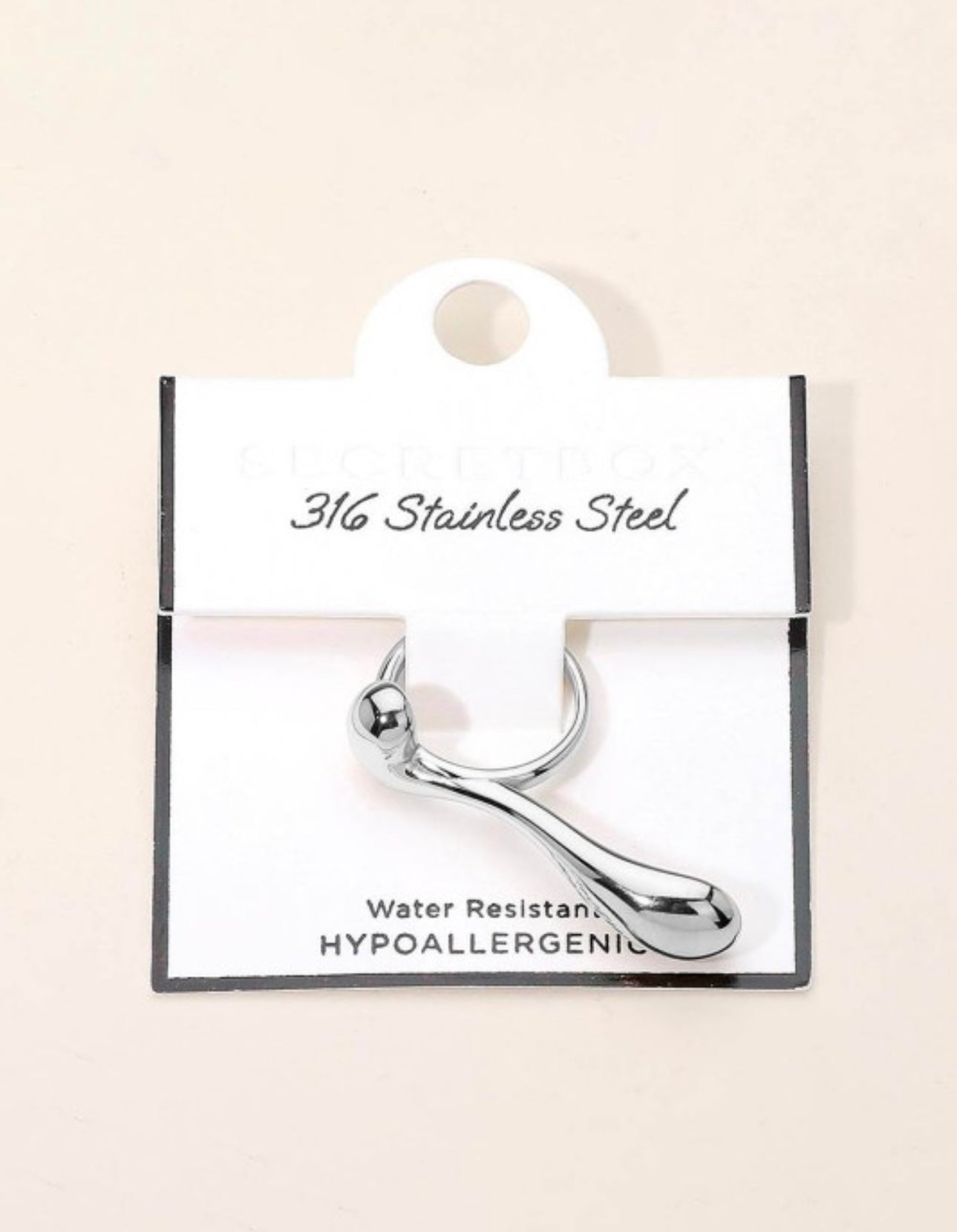 Stainless Steel Sculptural Drop Ring