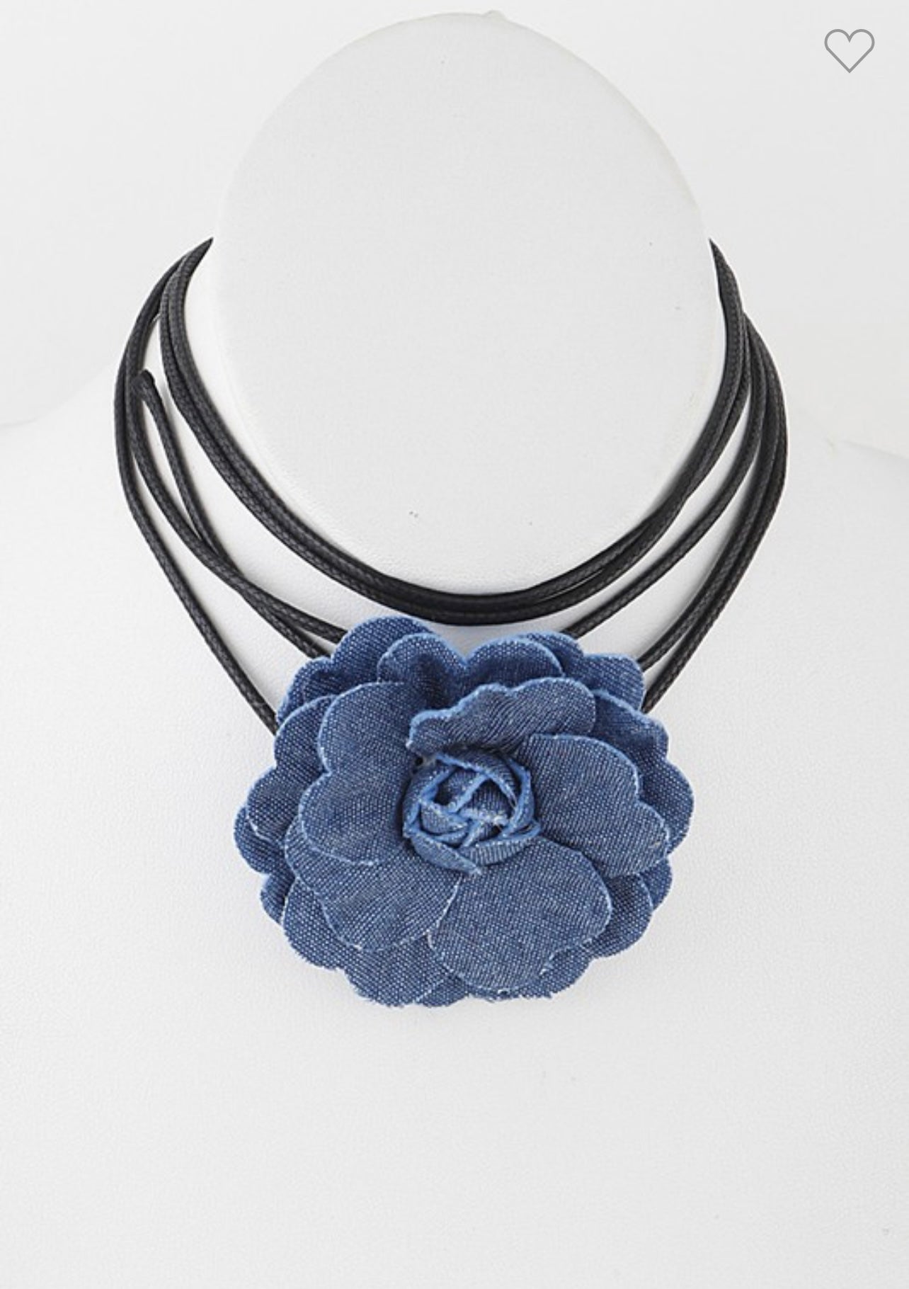 Denim Flower Chocker Necklace