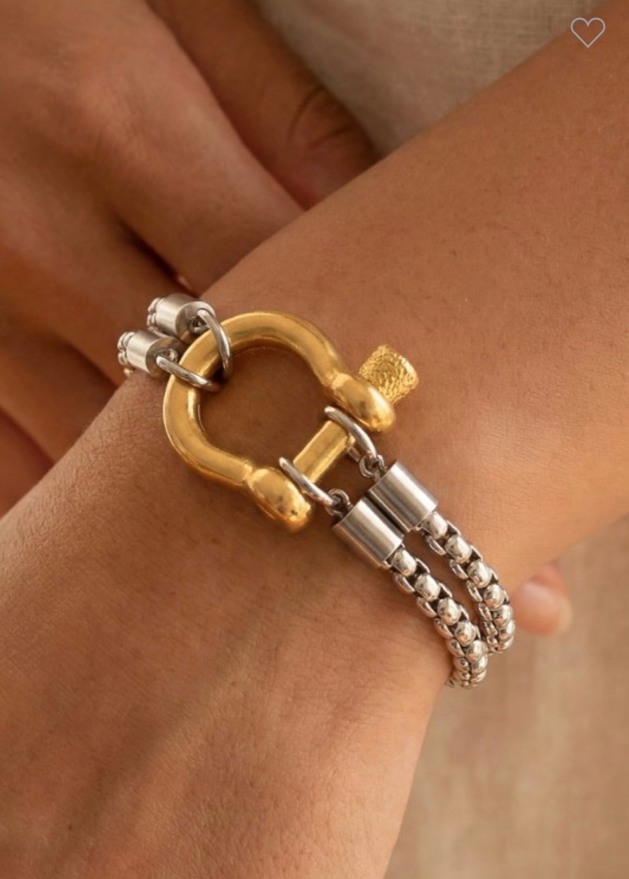 Stainless Steel Two Tone Ring Layered Bracelet