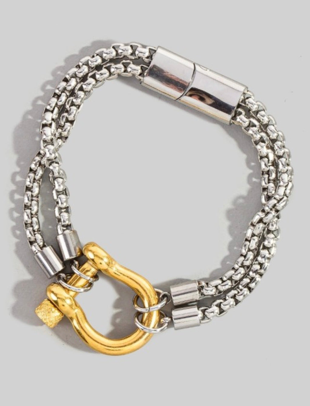 Stainless Steel Two Tone Ring Layered Bracelet