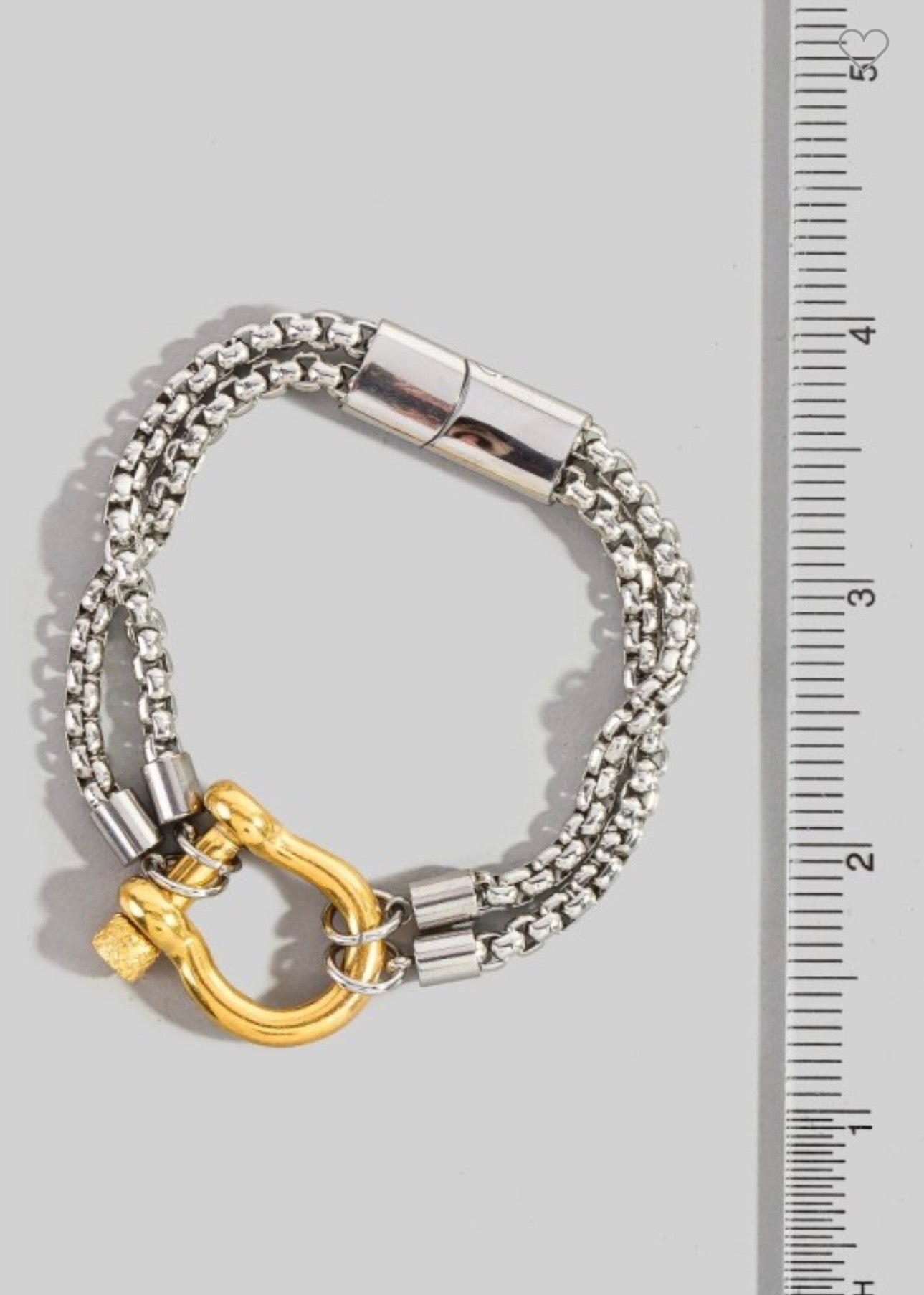 Stainless Steel Two Tone Ring Layered Bracelet