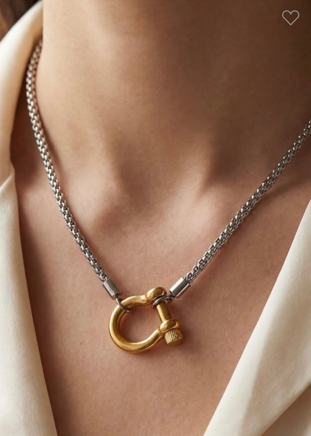 Stainless Steel Two Tone Chain Link Necklace