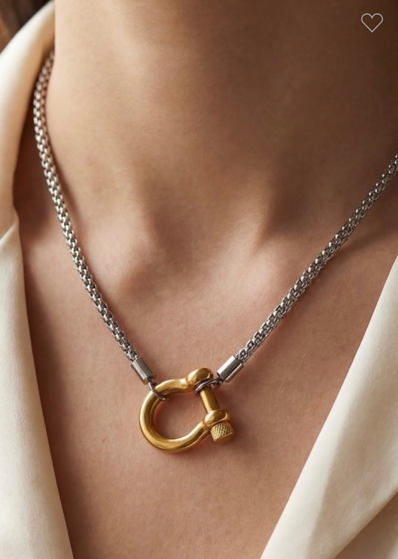 Stainless Steel Two Tone Chain Link Necklace