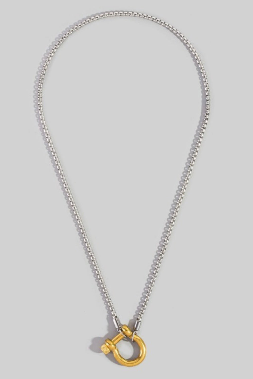 Stainless Steel Two Tone Chain Link Necklace