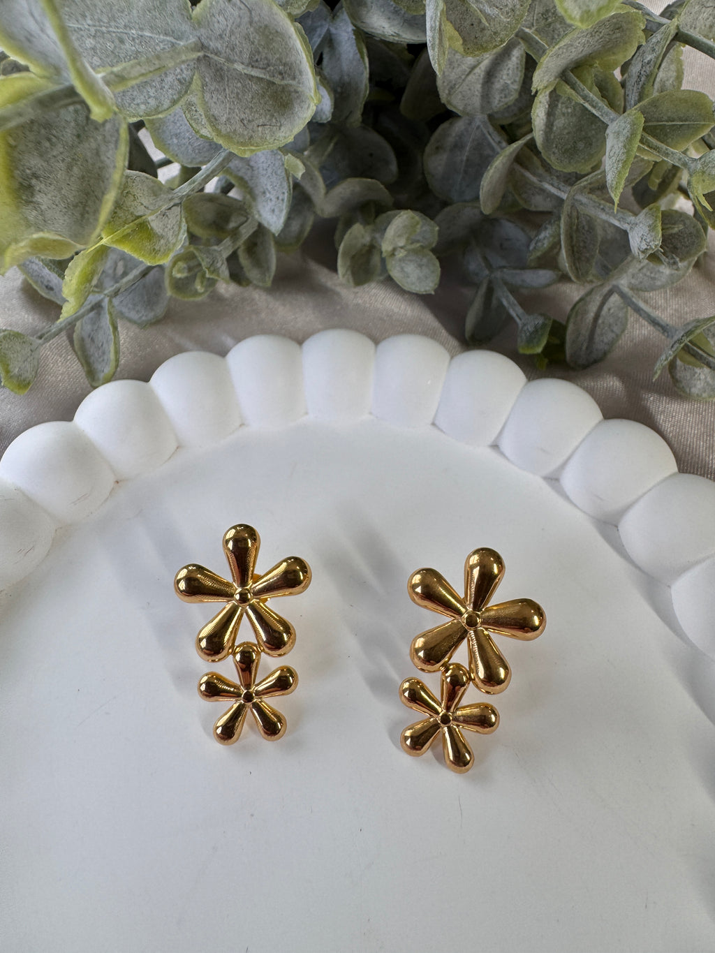 18 K Flower Stainless Steel Studs