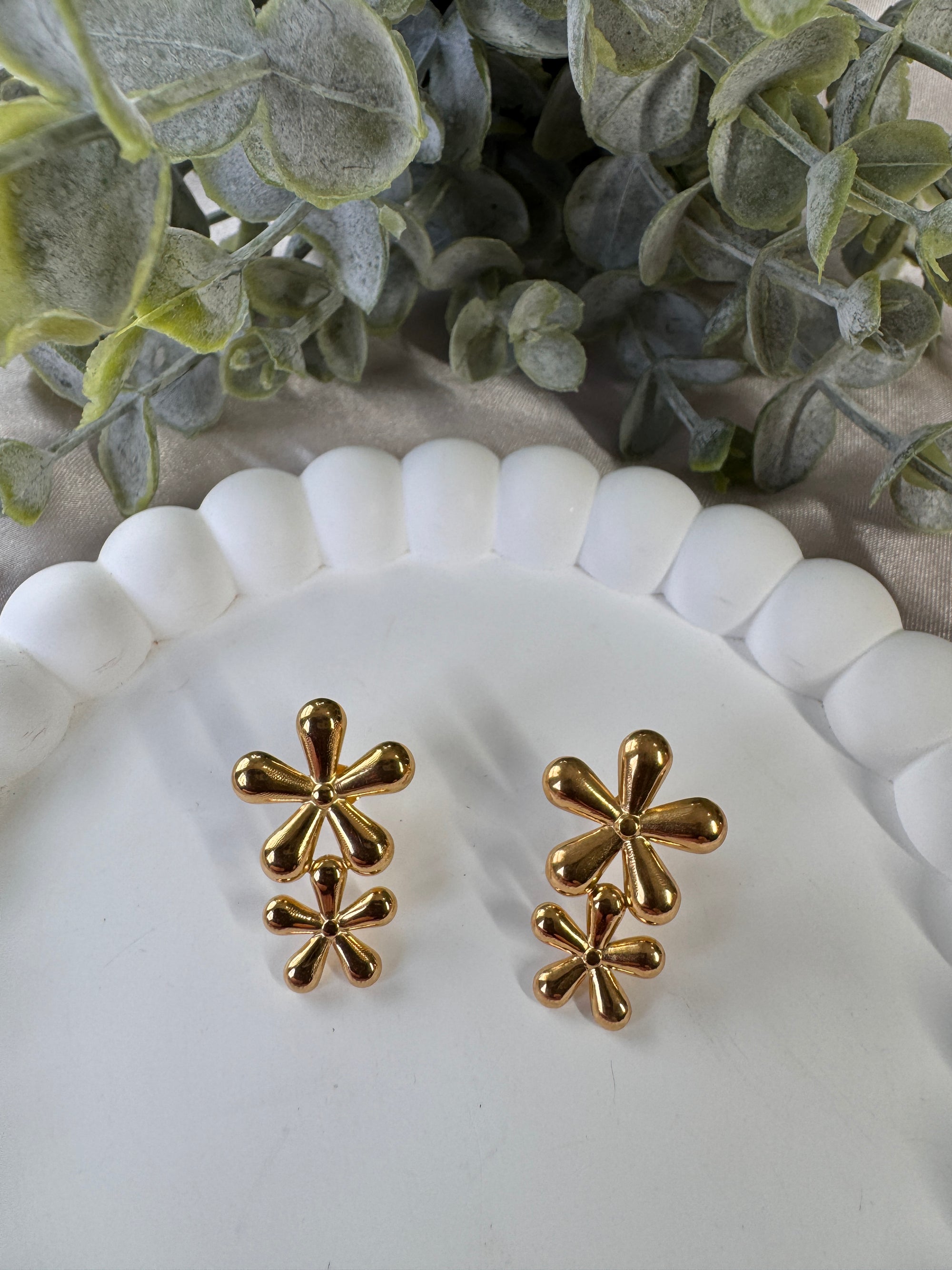 18 K Flower Stainless Steel Studs