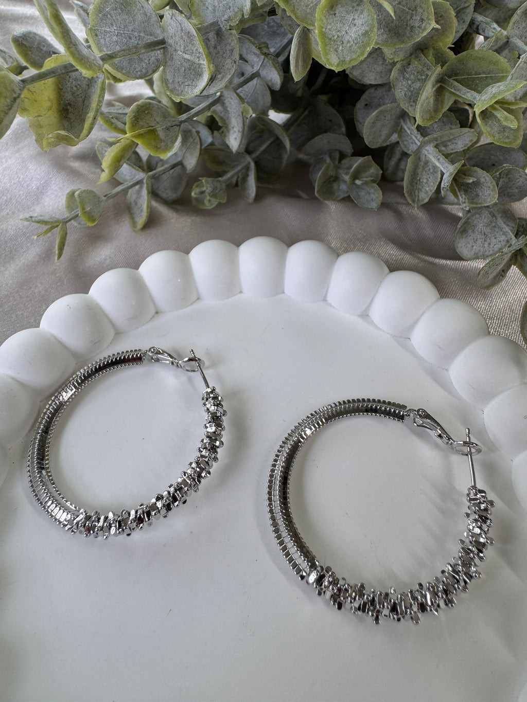18 K Gold Dipped Textured Hoops Earrings