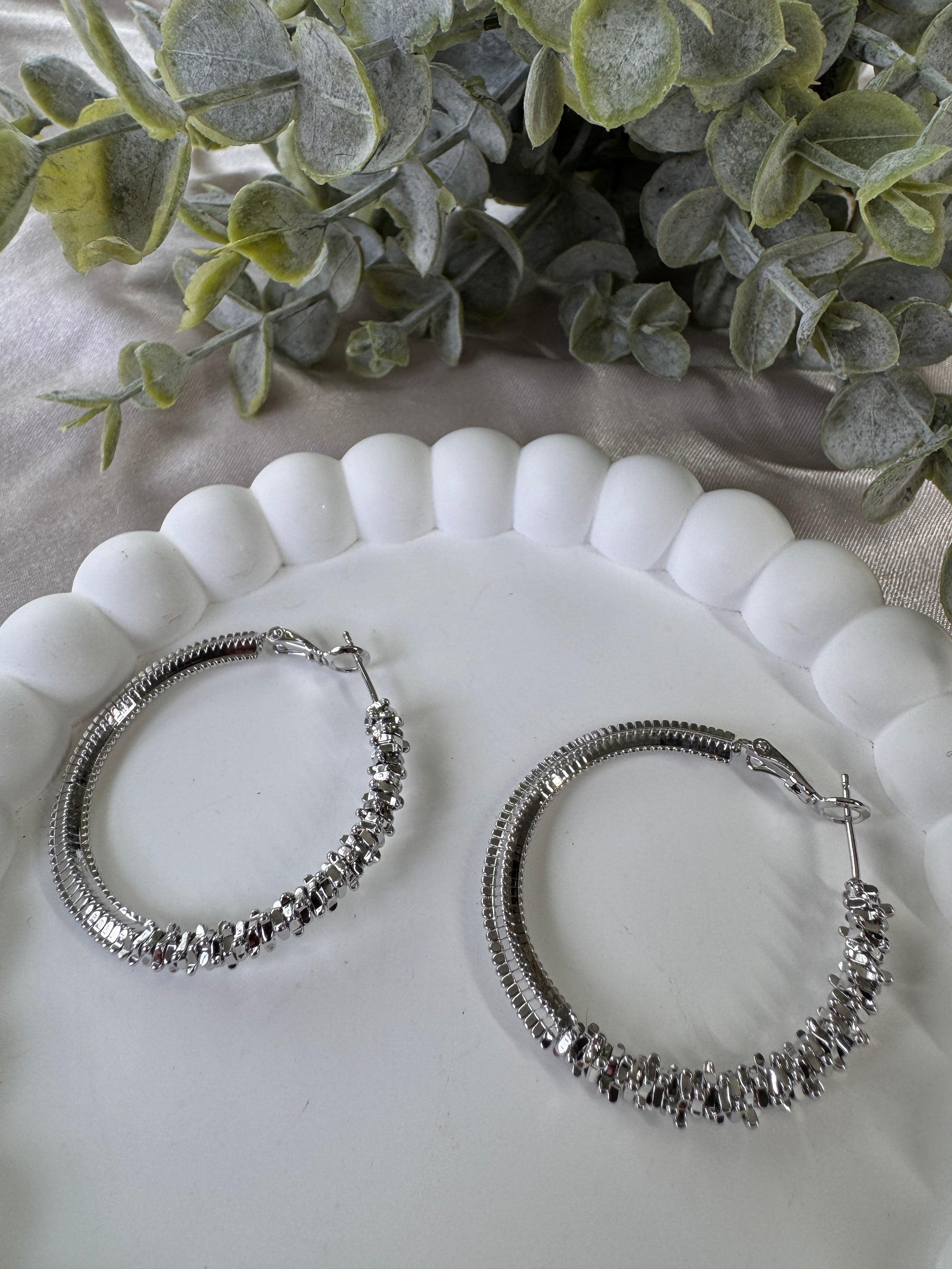18 K Gold Dipped Textured Hoops Earrings