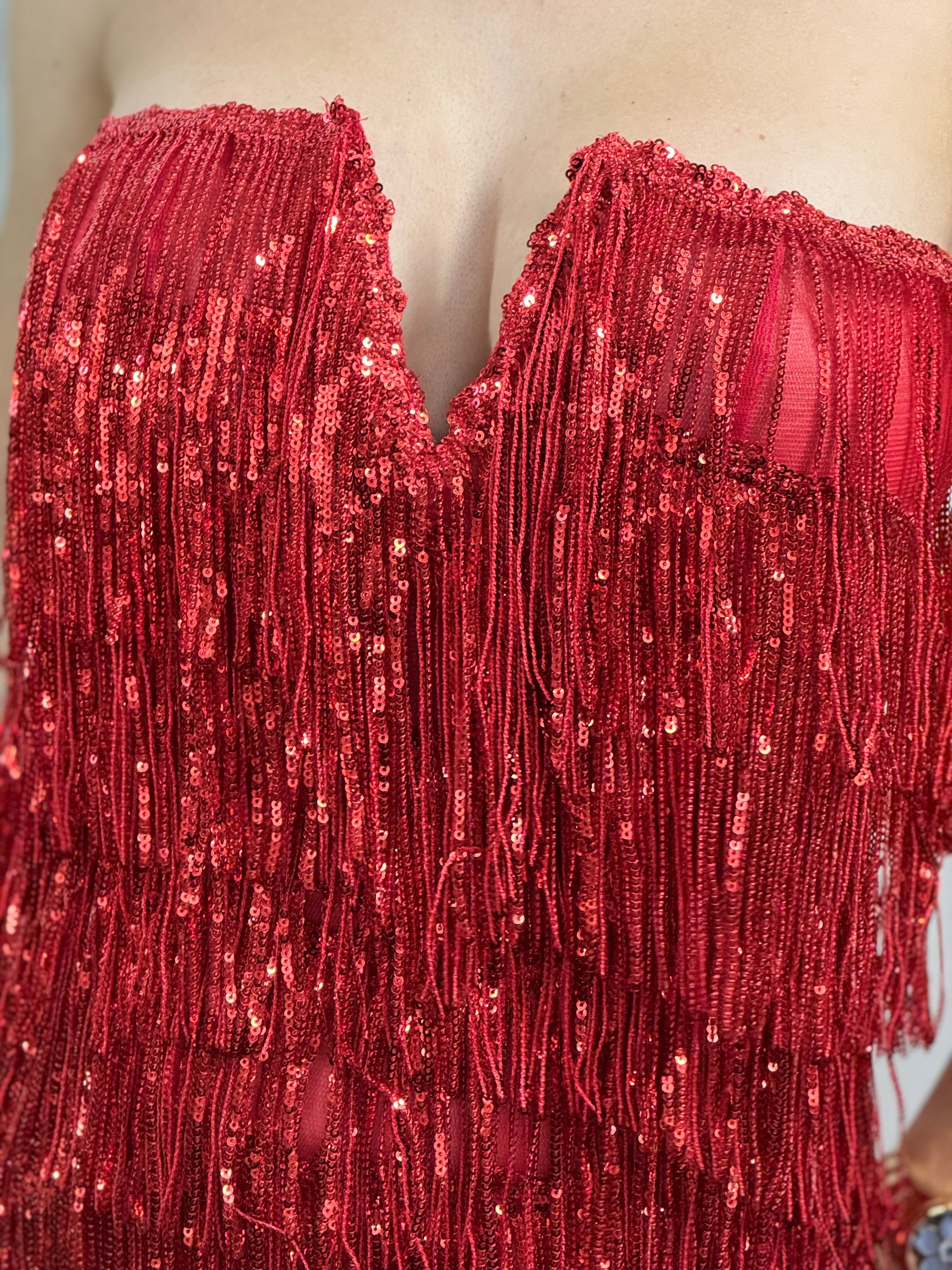 Sequin Frindge Mini Dress