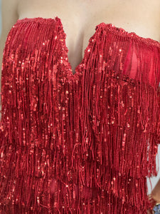 Sequin Frindge Mini Dress
