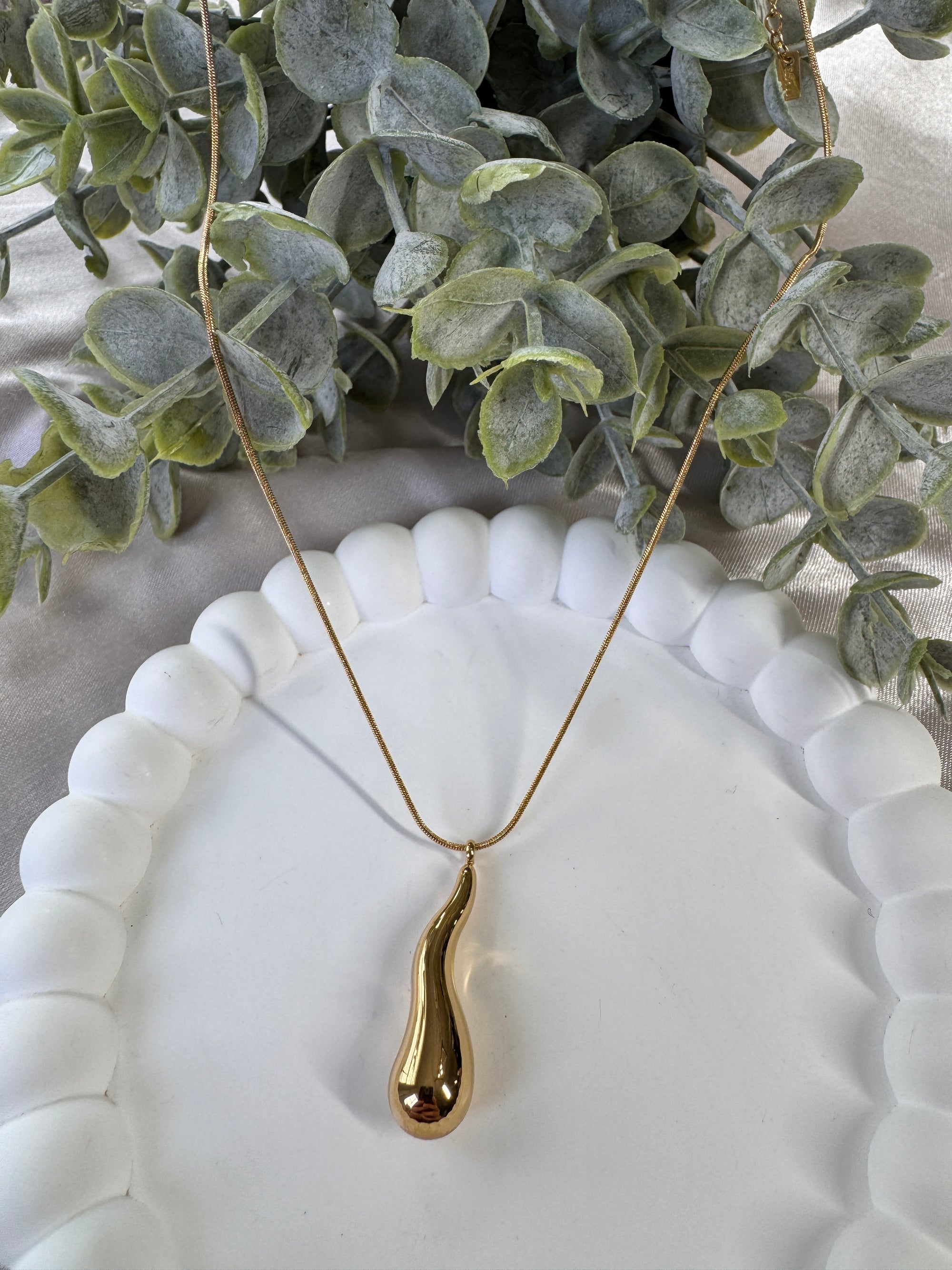 Gold Dipped Stainless Steel Teardrop Necklace
