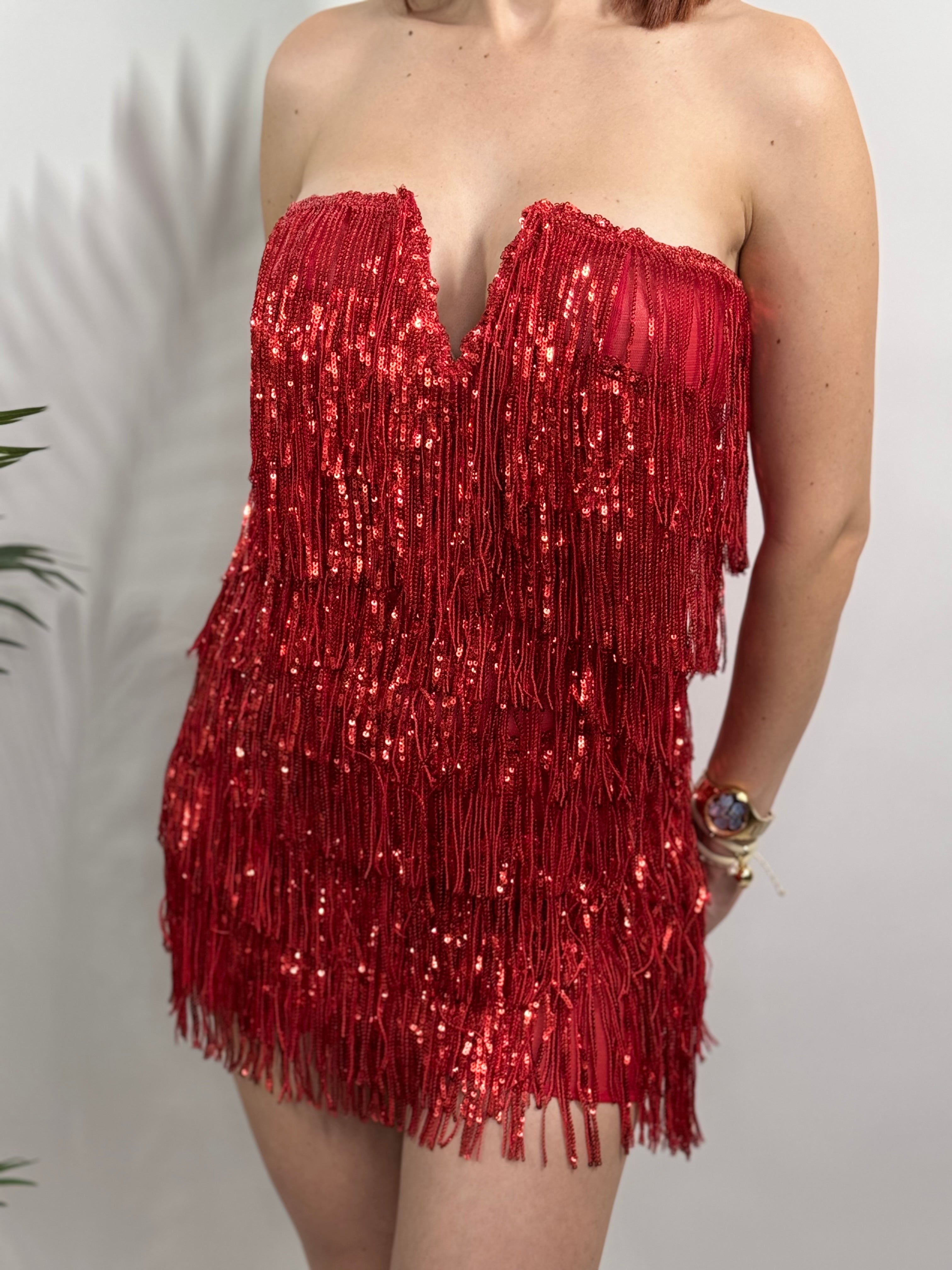 Sequin Frindge Mini Dress
