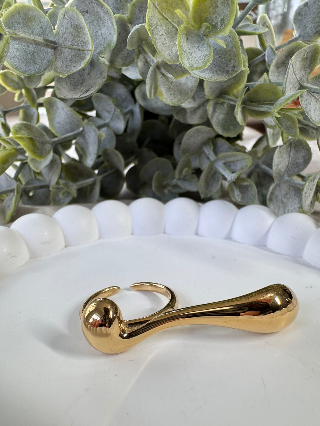 Stainless Steel Sculptural Drop Ring