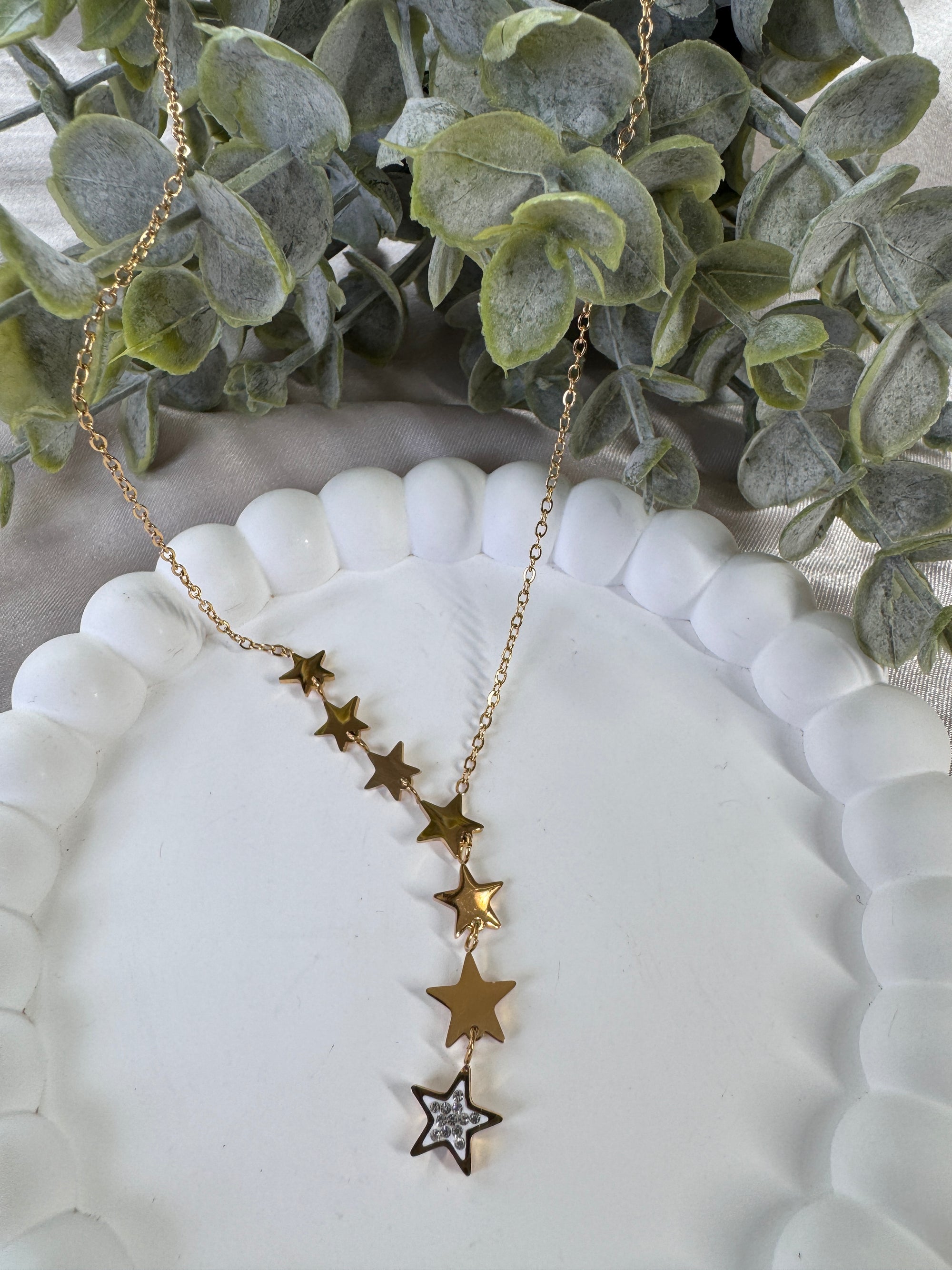 18 K Stainless Steel Stars Necklace