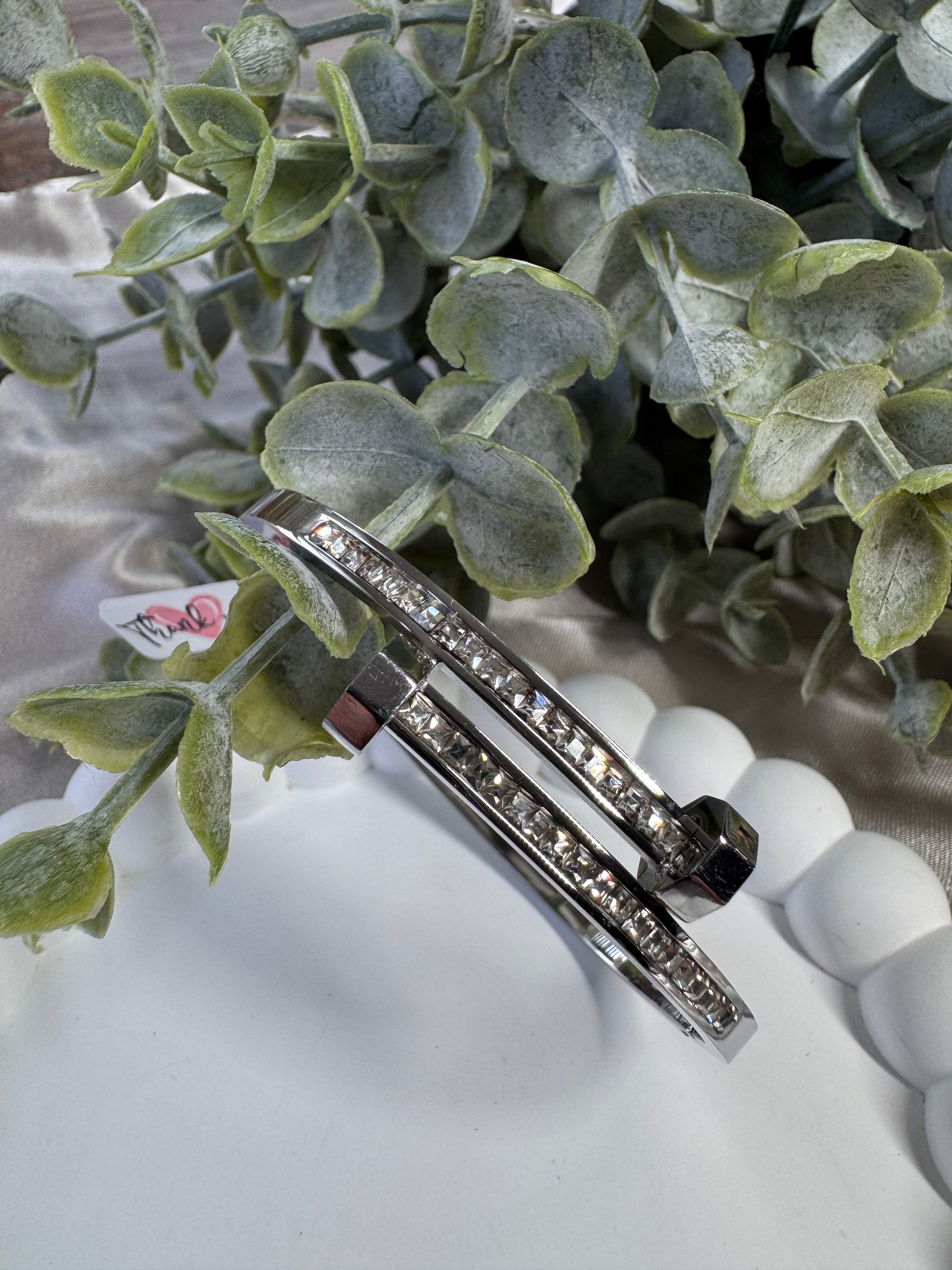 Stainless Steel Paved Nail Head Tip Bracelet