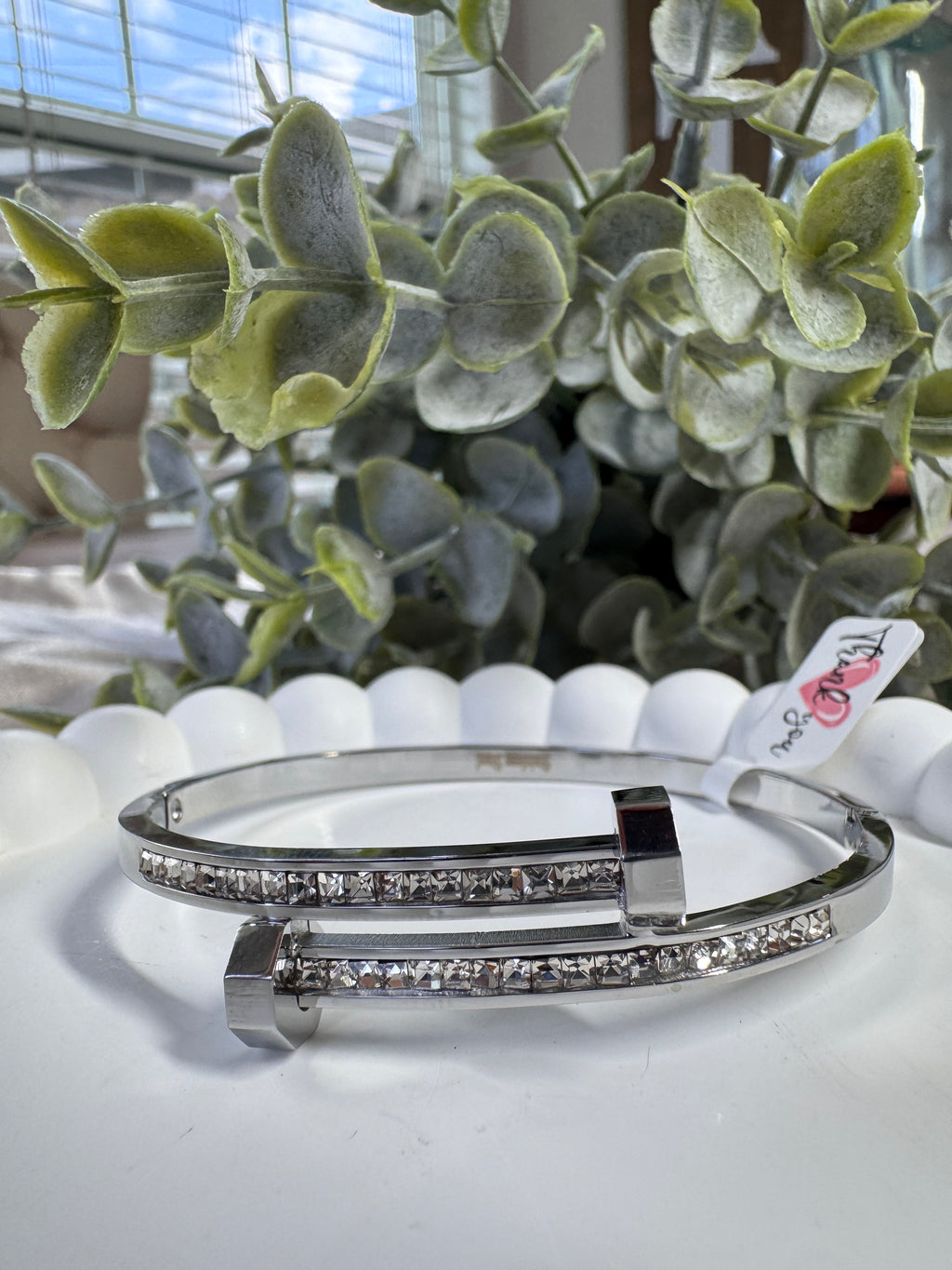 Stainless Steel Paved Nail Head Tip Bracelet