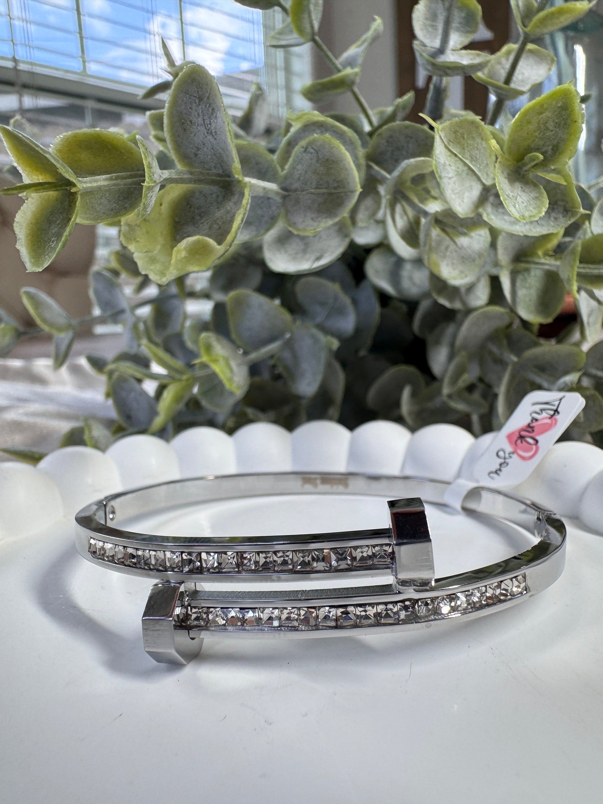 Stainless Steel Paved Nail Head Tip Bracelet