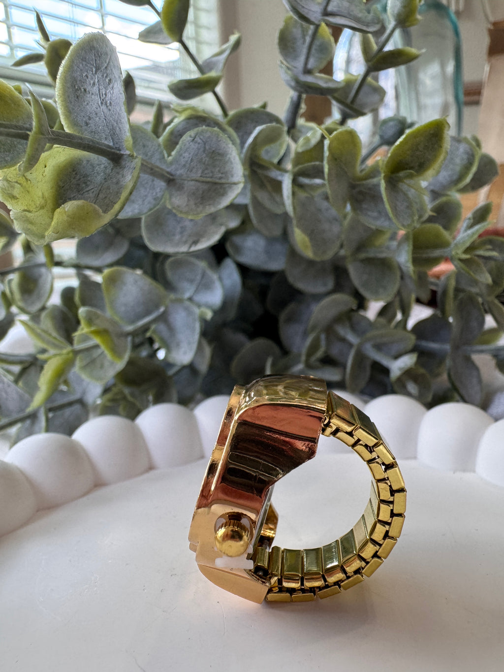 Stainless Steel Clover Ring Watch
