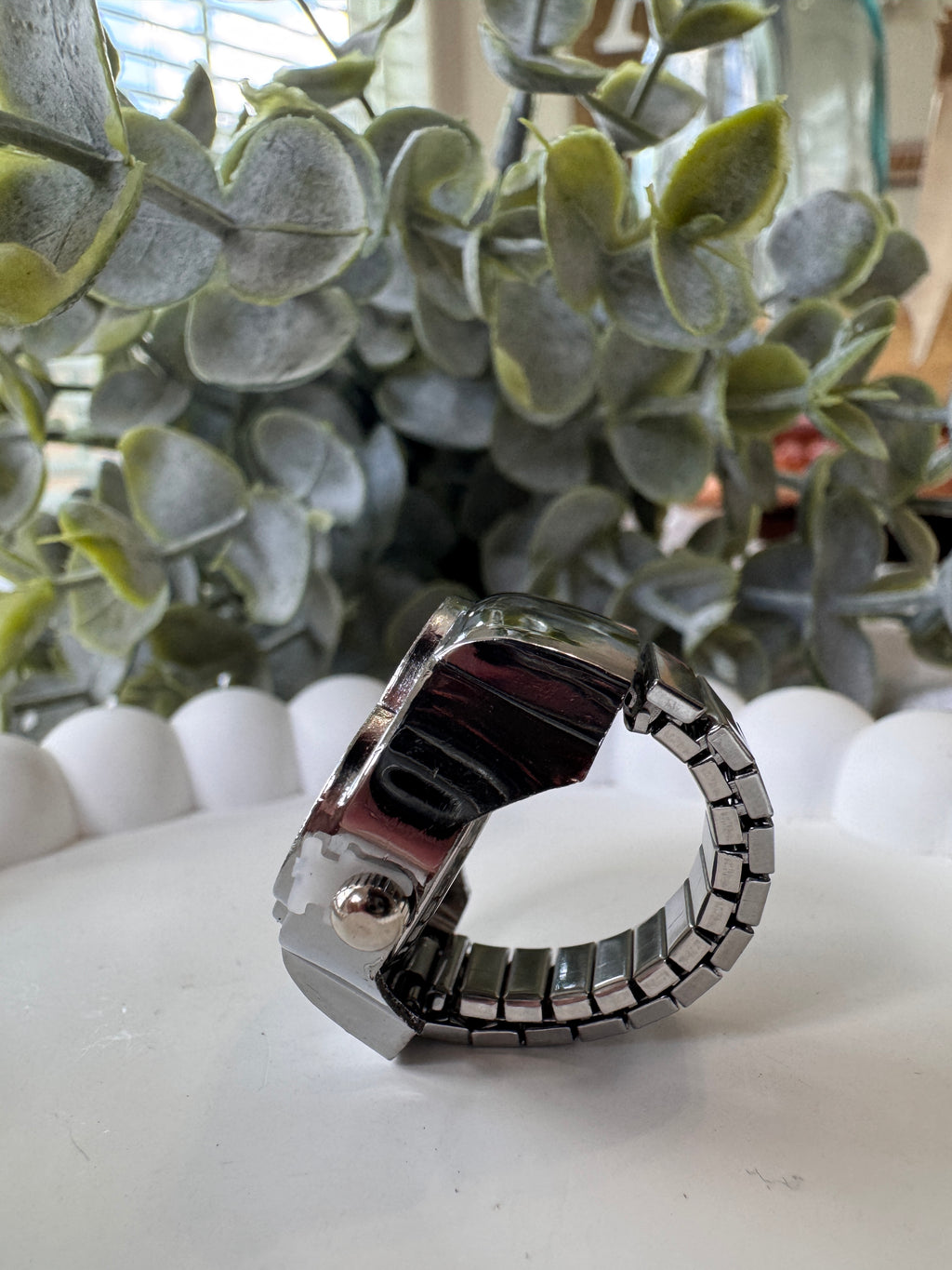 Stainless Steel Clover Ring Watch