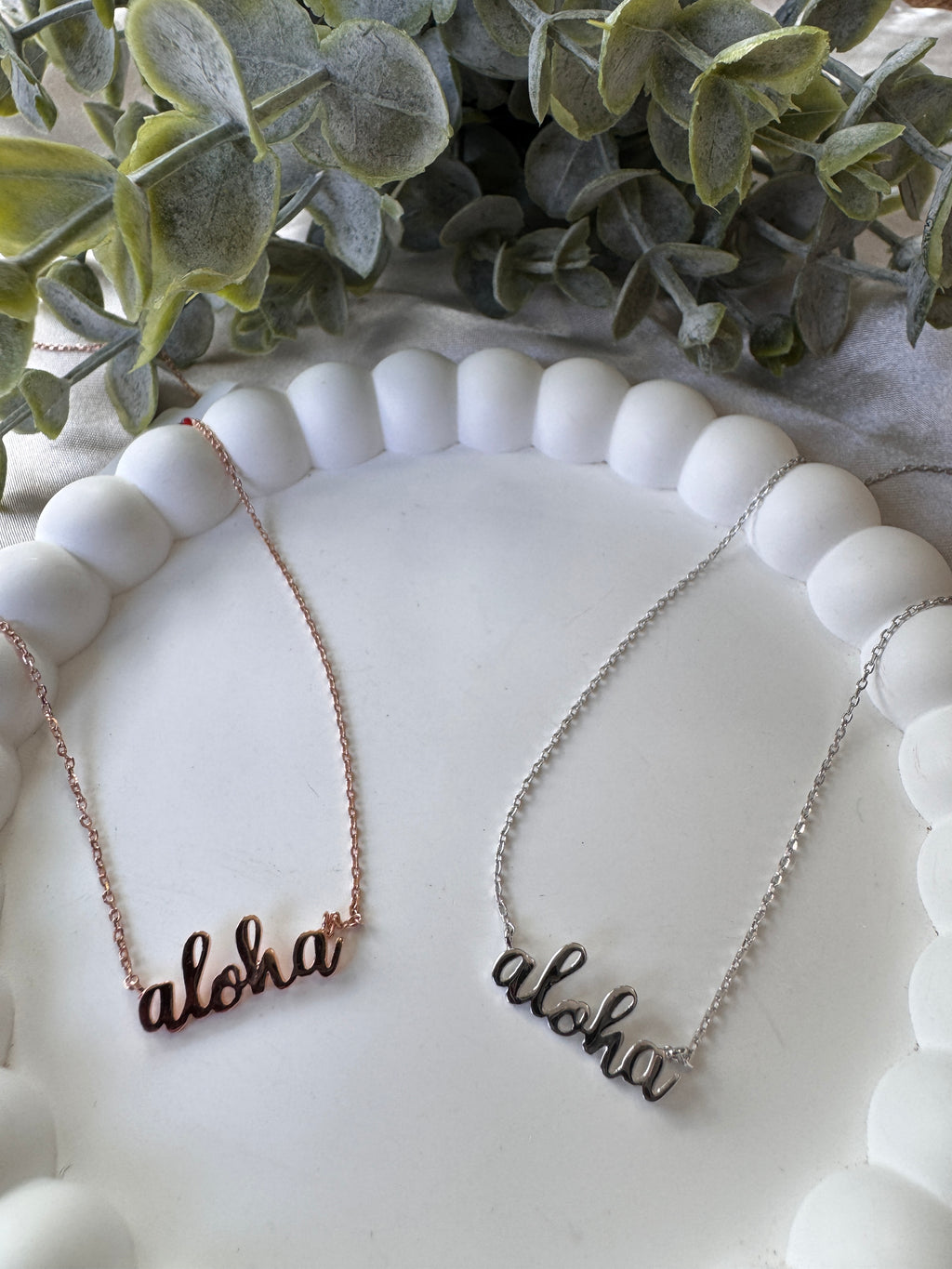 18K Gold Dipped Handwritten Aloha Print Charm Necklace
