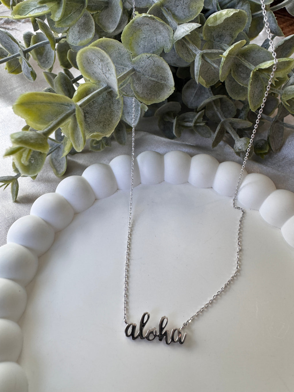 18K Gold Dipped Handwritten Aloha Print Charm Necklace